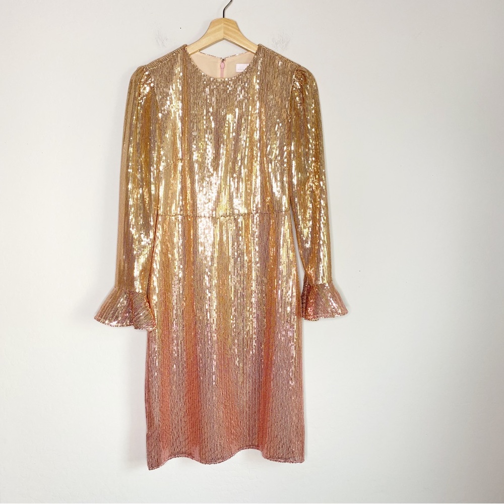 Rachel Parcell Sequin Long Sleeve Pink Ombré Dress Size XS - Picture 2 of 14